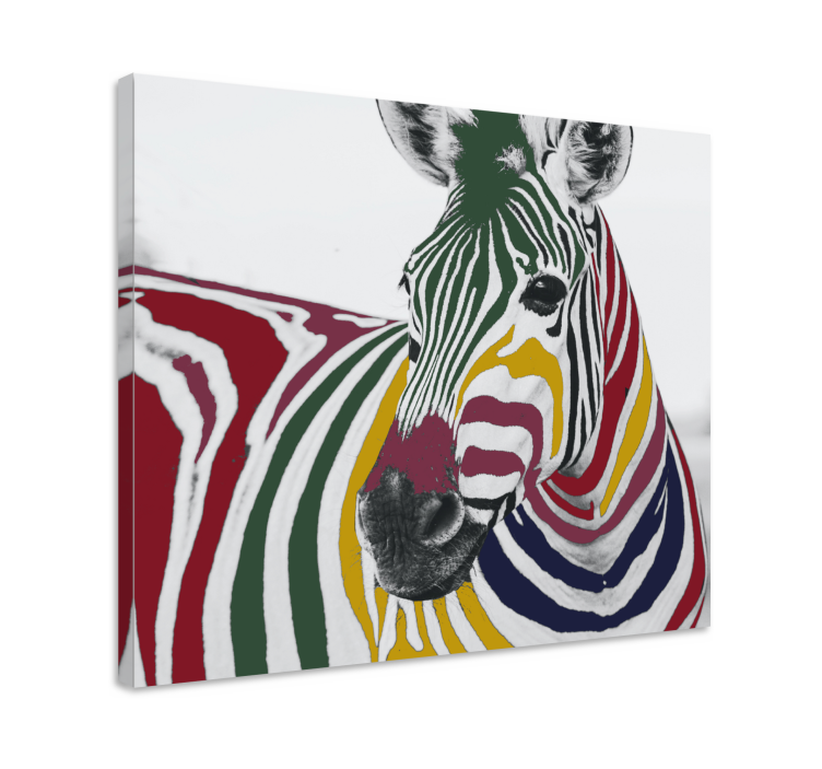 Animal canvas wall art colorful zebra portrait - TenStickers