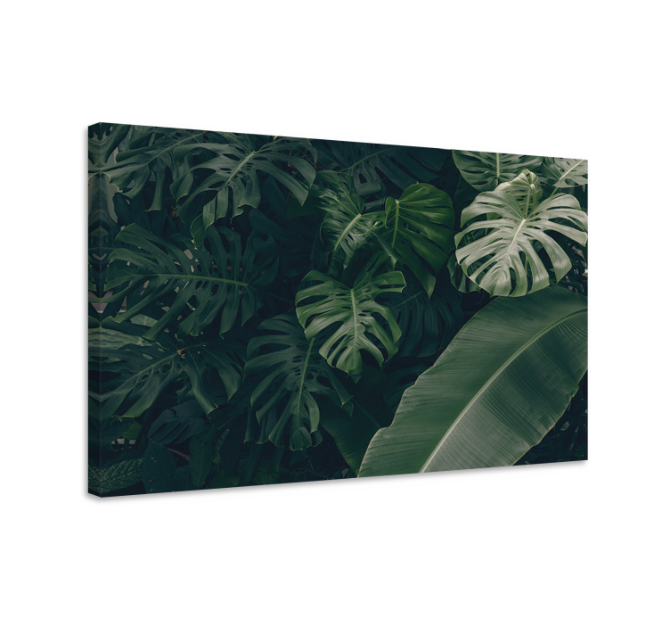 Flowers canvas lush tropical foliage artwork - TenStickers