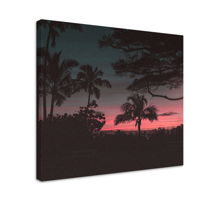 Trees pink sky sunset landscape canvas - TenStickers