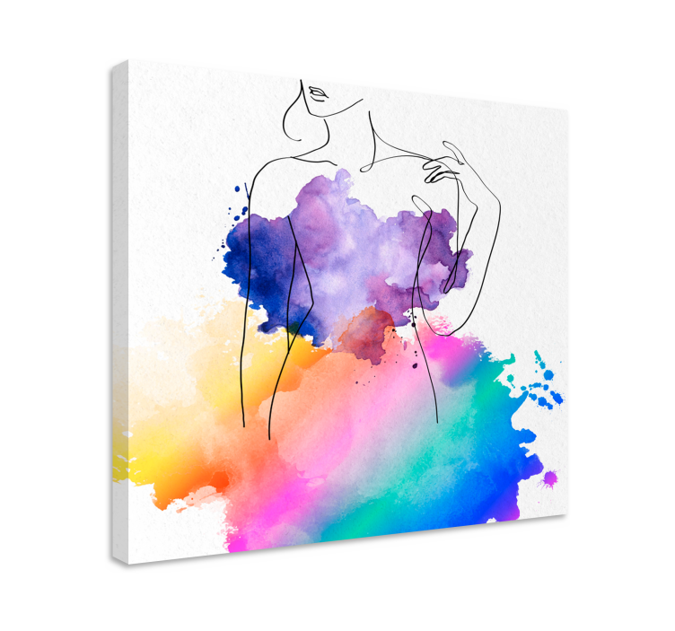 Watercolor woman dress modern canvas - TenStickers
