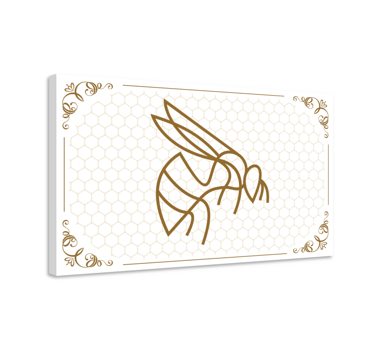 Animal canvas wall art bee with honeycomb - TenStickers