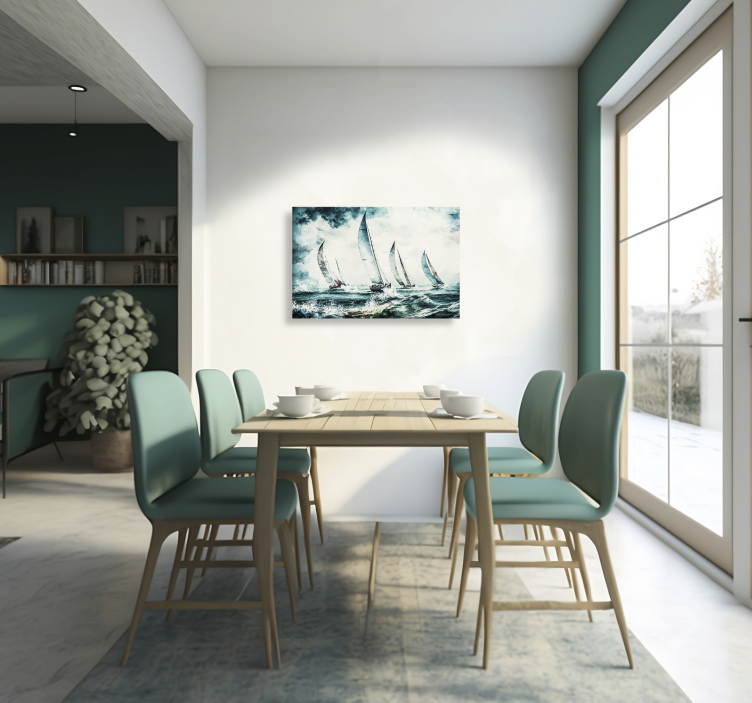 pintura veleros en el mar dining room canvas art - TenStickers