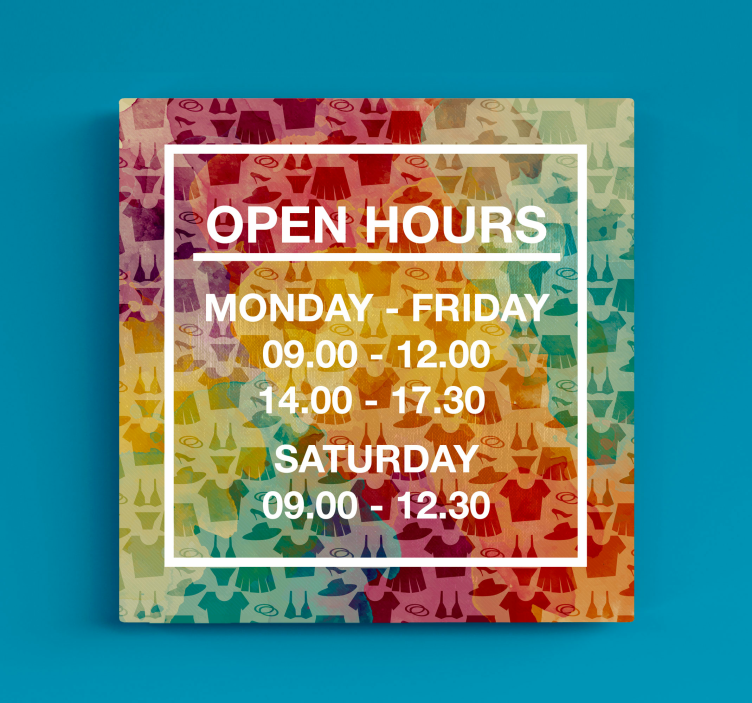 "opening hours" customized canvas print - TenStickers