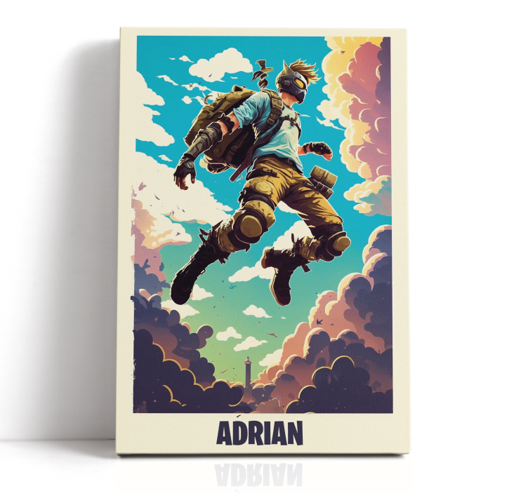 epic character with personalized name video game canvas art - TenStickers