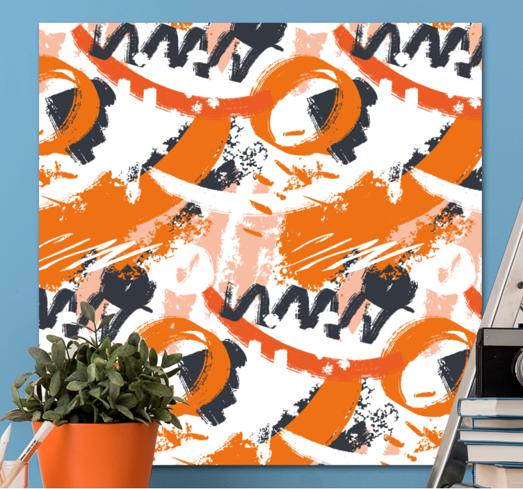 Abstract wall art 1 dynamic orange forms - TenStickers