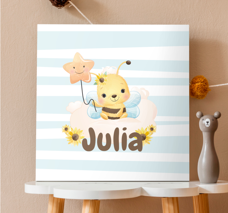 Animal canvas wall art cute bee character - TenStickers