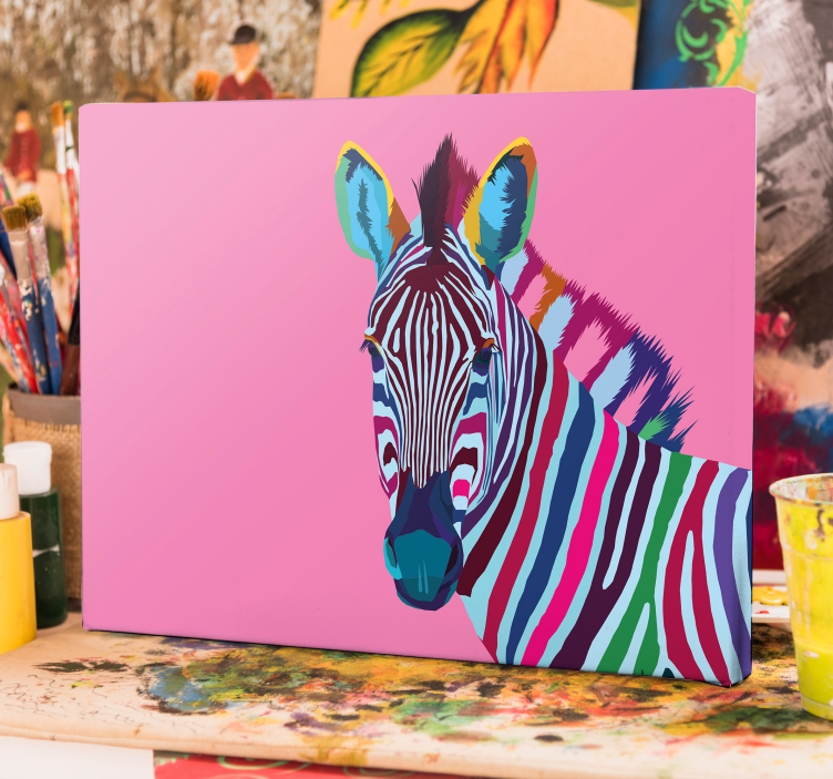 Animal canvas wall art vibrant zebra artwork - TenStickers
