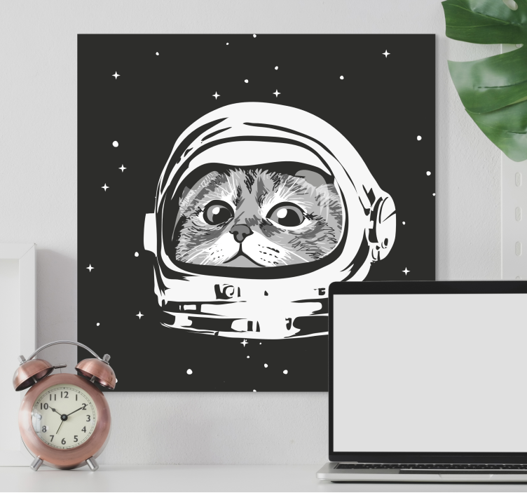 Black and white astronaut cat wall art - TenStickers