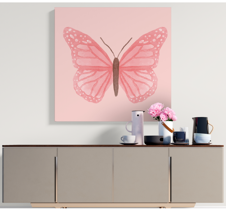 Butterfly canvas delicate pink butterfly art - TenStickers