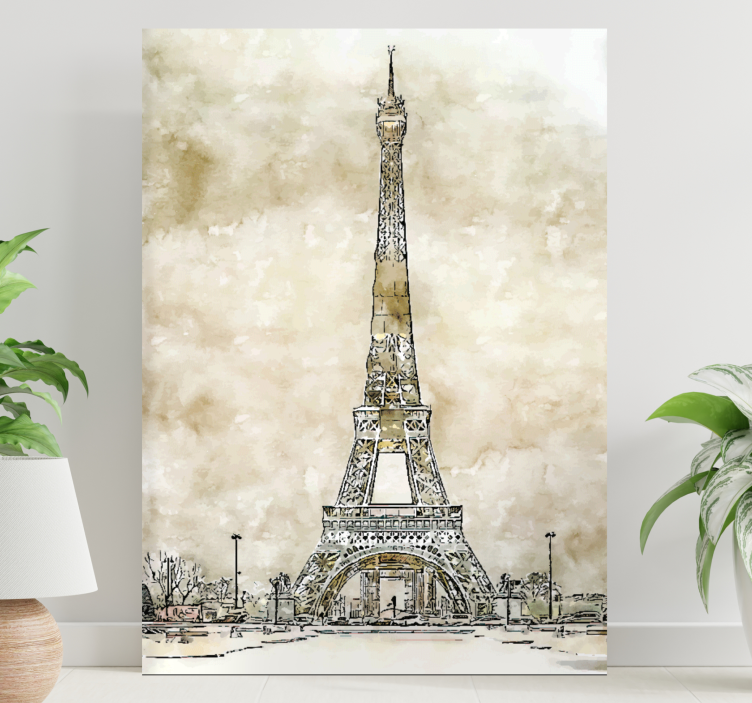 Cityscape wall art eiffel tower sketch - TenStickers
