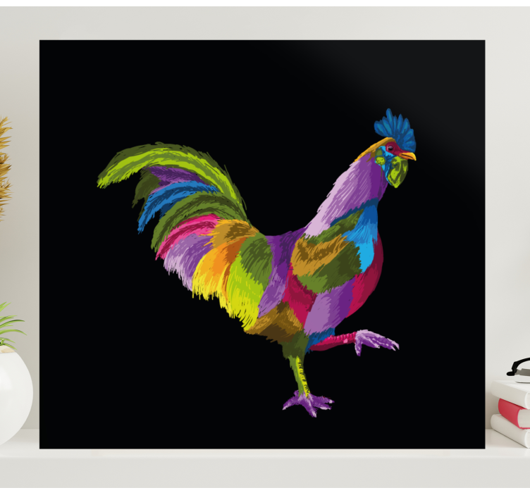 Colorful Rooster Design bird canvas wall art - TenStickers