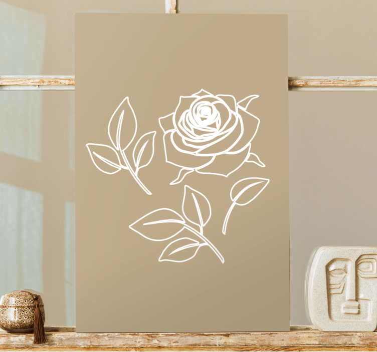 Detailed rose  beige background flower canvas - TenStickers