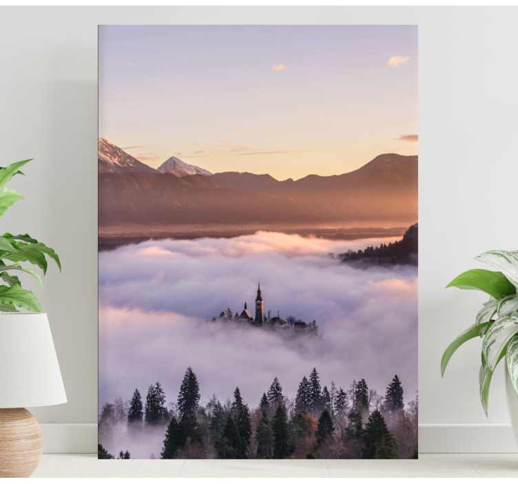 Enchanting mountain castle landscape canvas - TenStickers