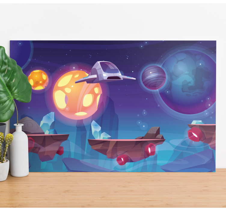 Floating space stones and spaceship canvas - TenStickers