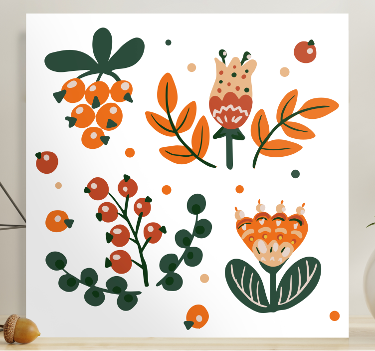 Flowers canvas abstract floral design - TenStickers