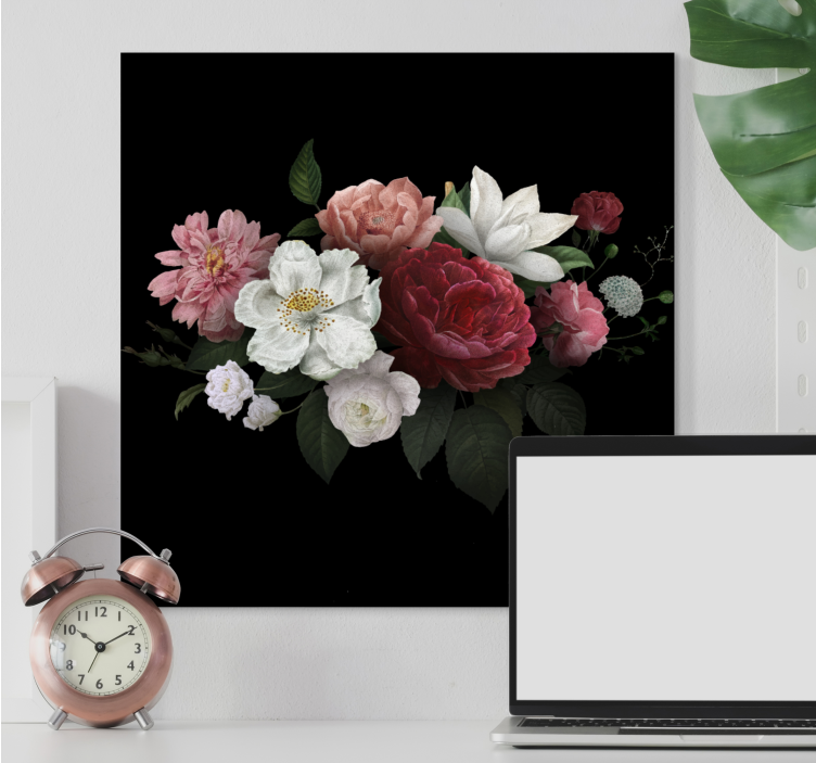 Flowers canvas dramatic floral composition - TenStickers