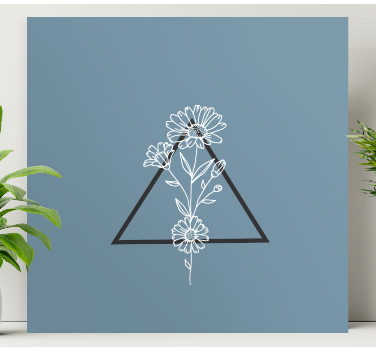 Flowers canvas floral triangle artwork - TenStickers