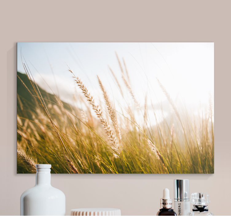 Flowers canvas golden grass fields art print - TenStickers