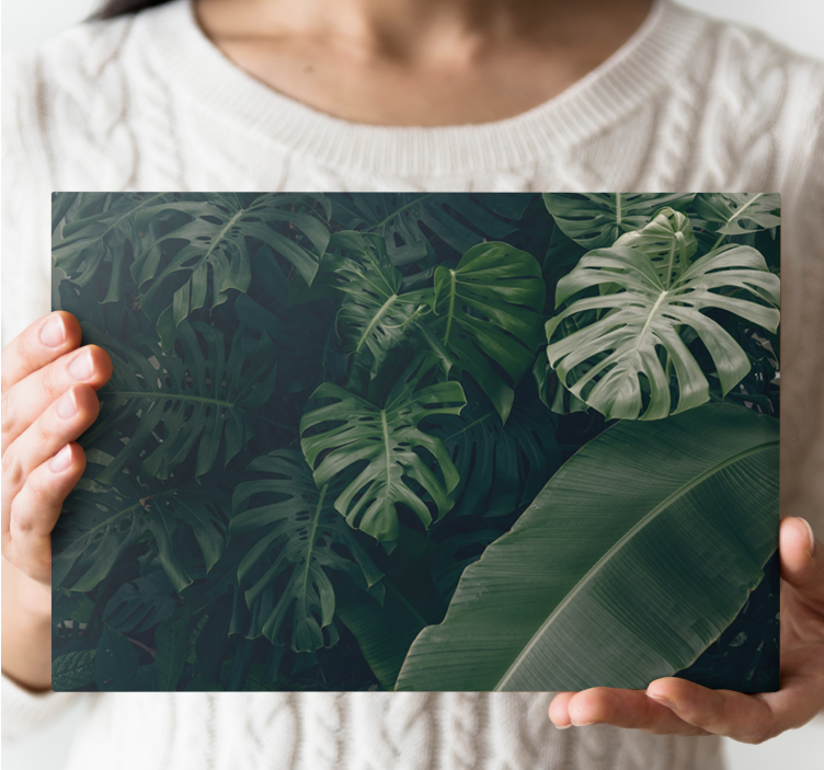 Flowers canvas lush tropical foliage artwork - TenStickers