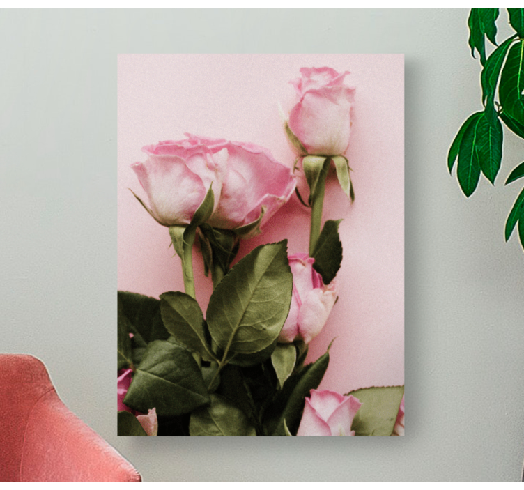 Flowers canvas pink rose bouquet - TenStickers