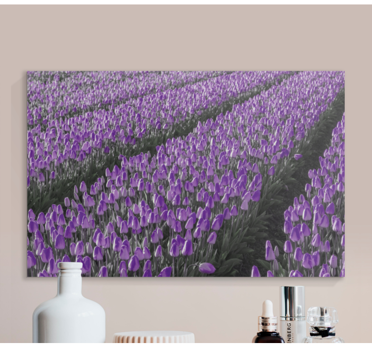 Flowers canvas purple tulip field - TenStickers