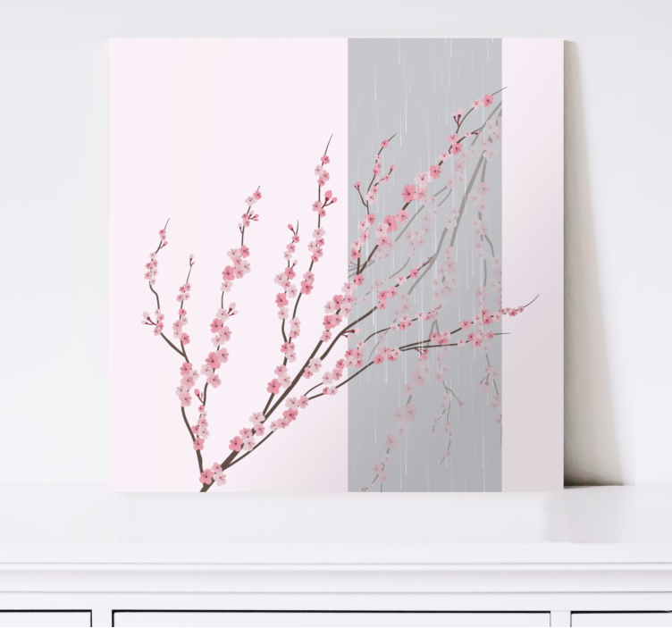 Flowers canvas sakura blossom branch - TenStickers