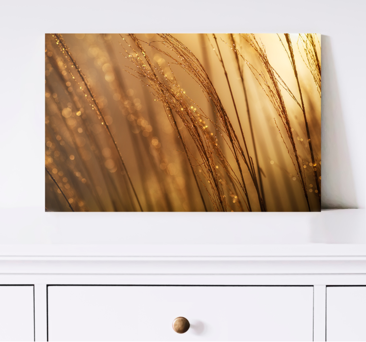 Flowers canvas with golden grass design - TenStickers