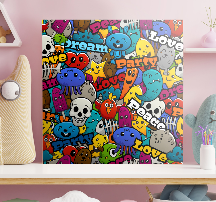 Funky Character Collage canvas character - TenStickers