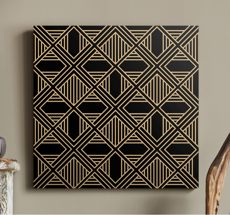 Geometric canvas with golden geometric pattern - TenStickers