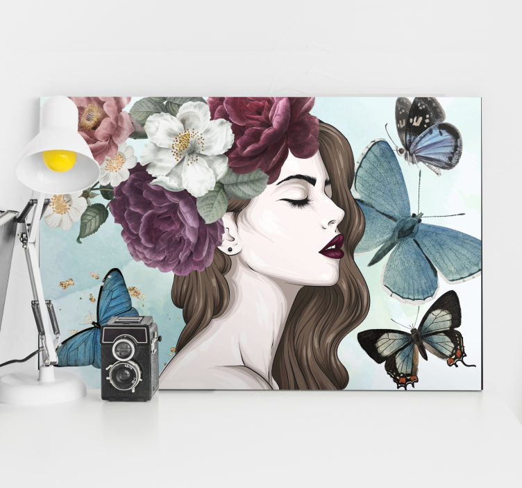 Glamour style women flowers canvas art prints - TenStickers