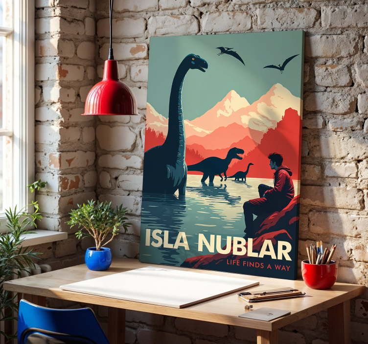 Isla Nublar dinosaur canvas wall art - TenStickers
