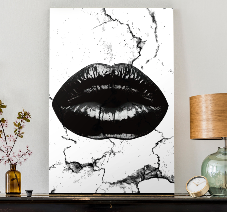 Landscape canvas bold black lips art print - TenStickers