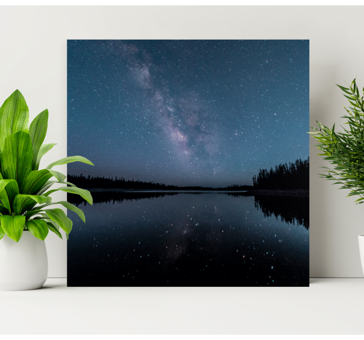 Landscape canvas starry night reflection print - TenStickers