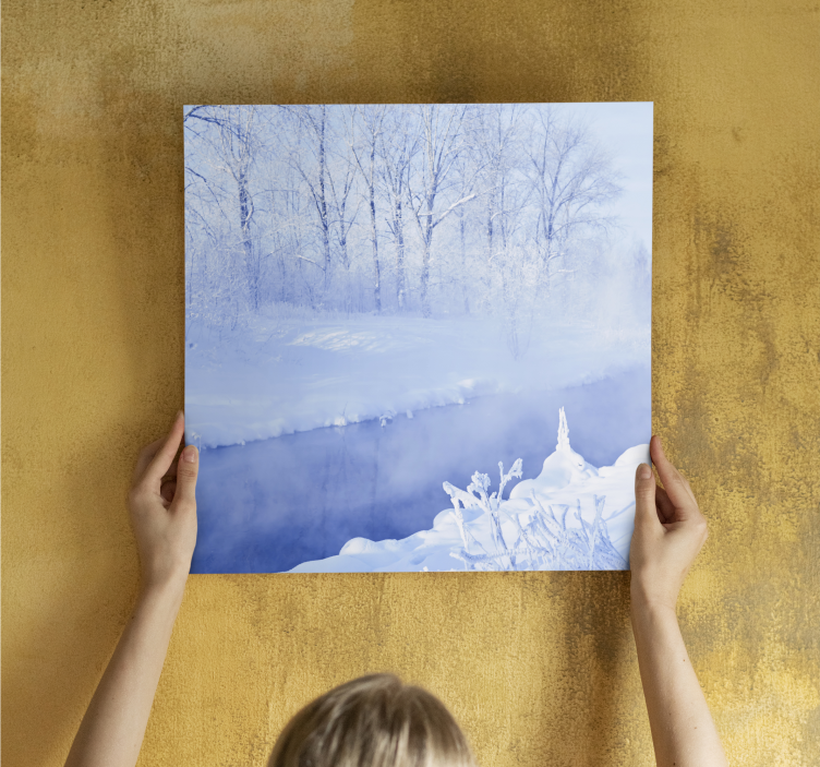 Landscape canvas winter stream scene - TenStickers