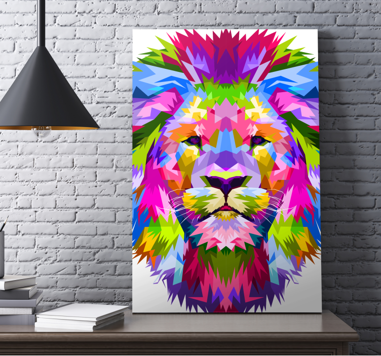 Lion Vivid Colors geometric canvas - TenStickers