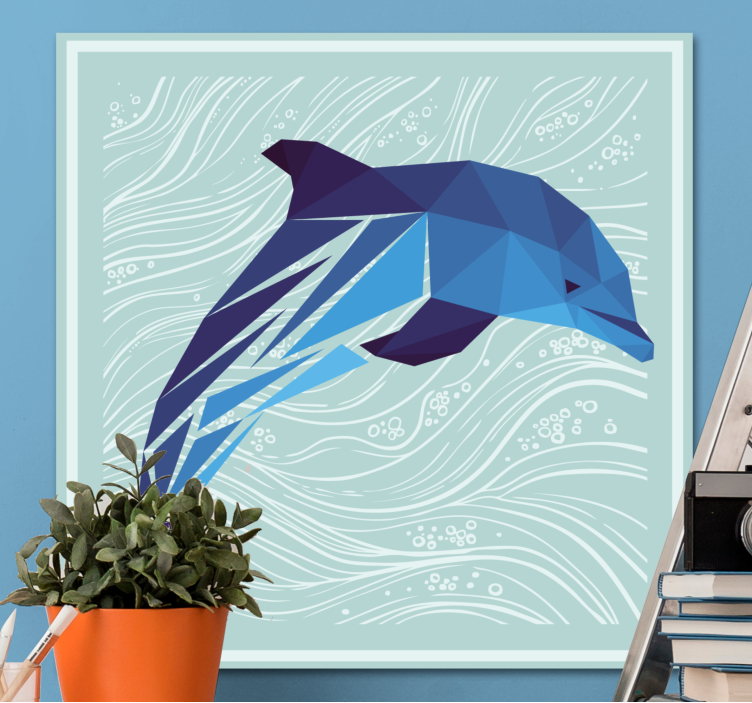 Modern canvas art stylized dolphin splash - TenStickers