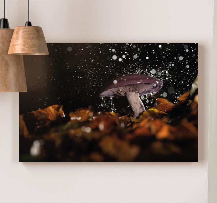 Mushroom splash flowers canvas - TenStickers