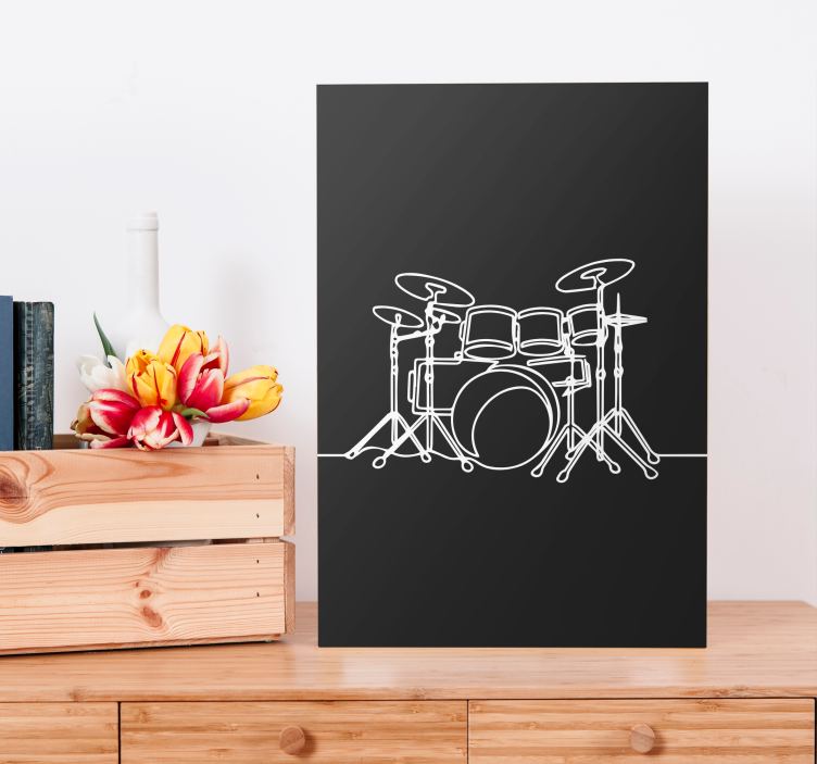 Music canvas art drum set silhouette - TenStickers