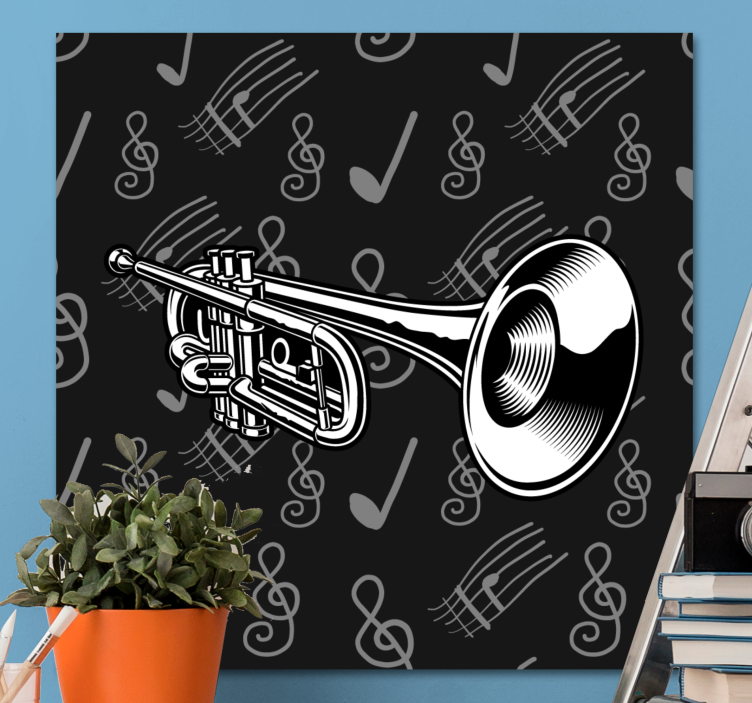 Music canvas art musical brass trumpet - TenStickers