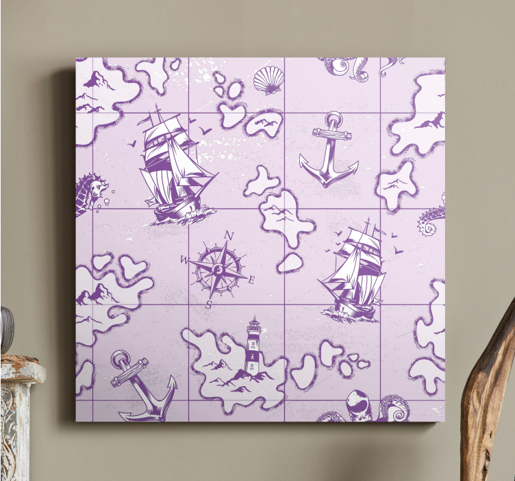 Nautical canvas art vintage nautical compass - TenStickers