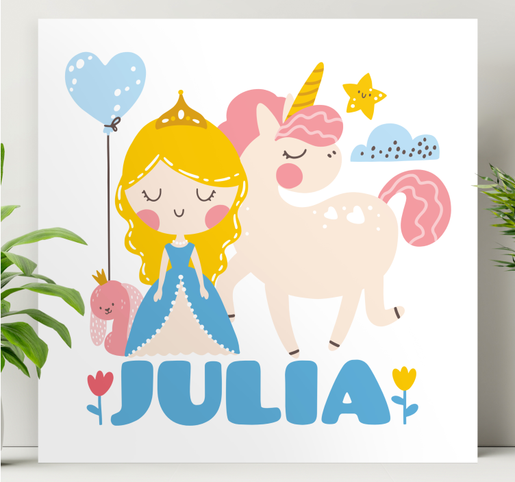 Nursery canvas princess with unicorn - TenStickers