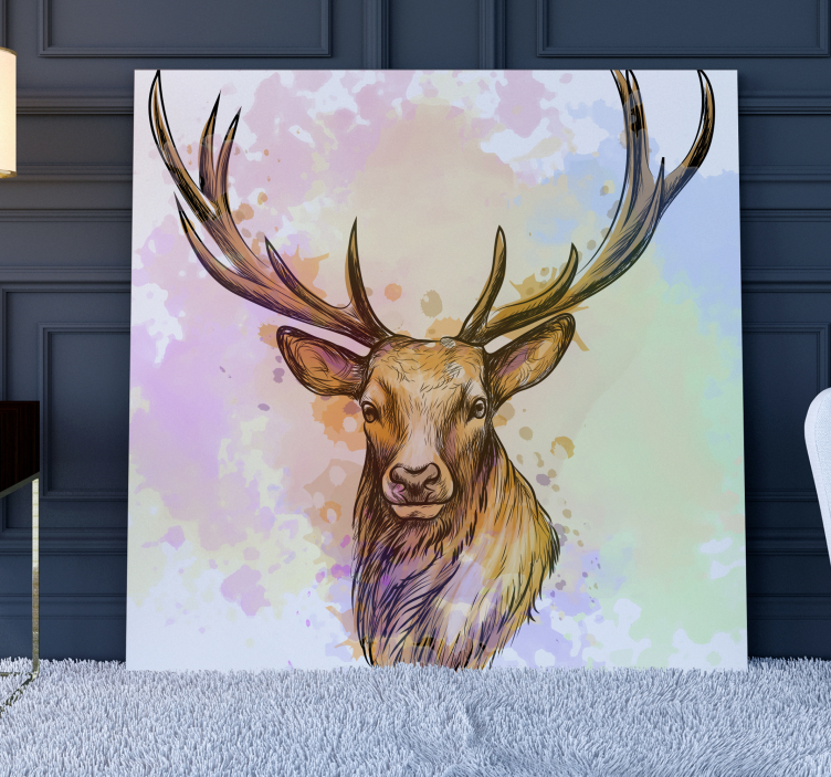 Paint splash stag canvas art - TenStickers