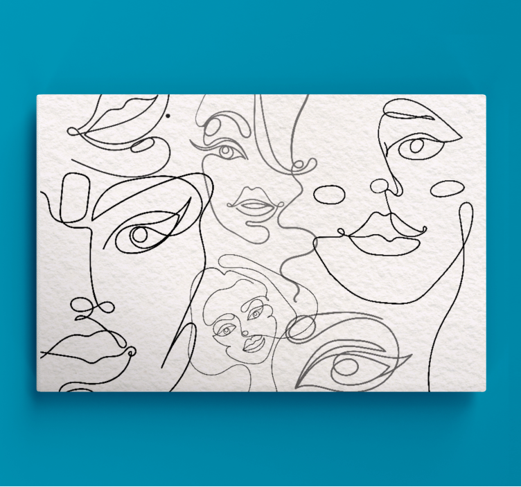 People canvas continuous line faces art print - TenStickers