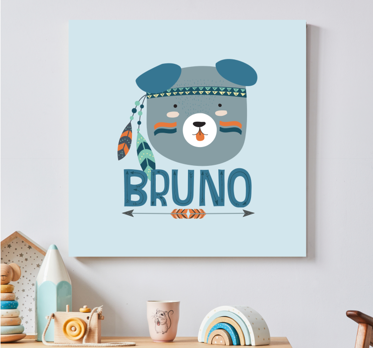 Playful Bear Illustration animal canvas wall art - TenStickers