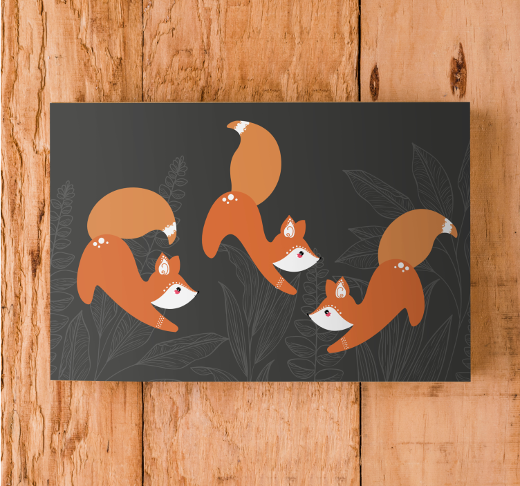 Fox Playing animal canvas wall art - TenStickers