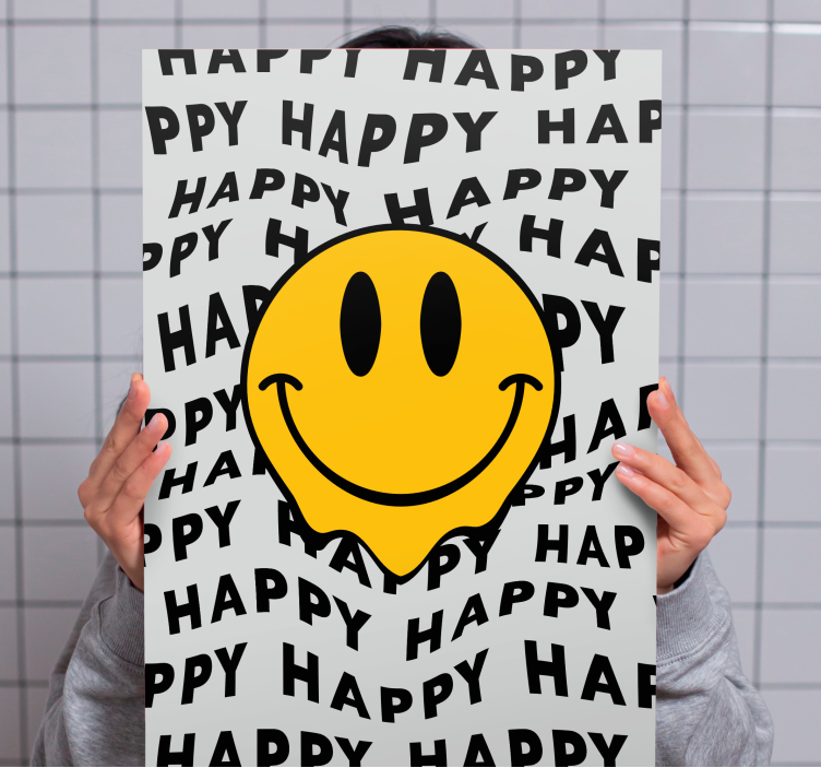 Quote canvas smiling emoji happiness - TenStickers