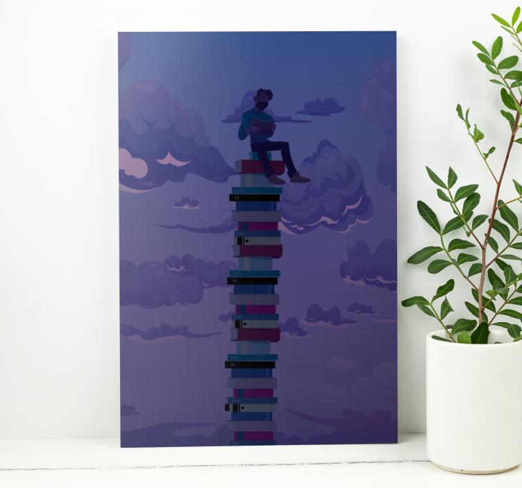 Retro canvas skyward stacked books - TenStickers