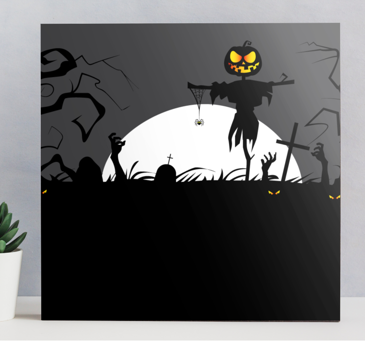 Retro canvas spooky pumpkin patch art - TenStickers