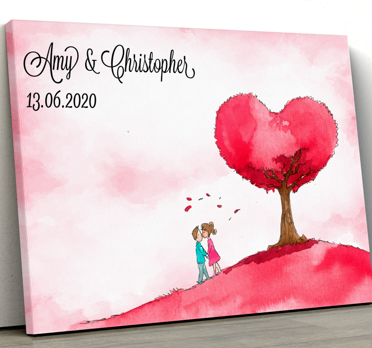 Rustic canvas wall art heart tree affection - TenStickers