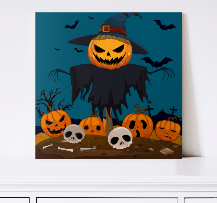 Sinister Pumpkin Display dinosaur canvas wall art - TenStickers